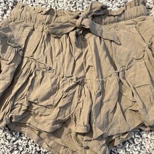 Sincerely Jules High Waist Tan Ruffle Shorts